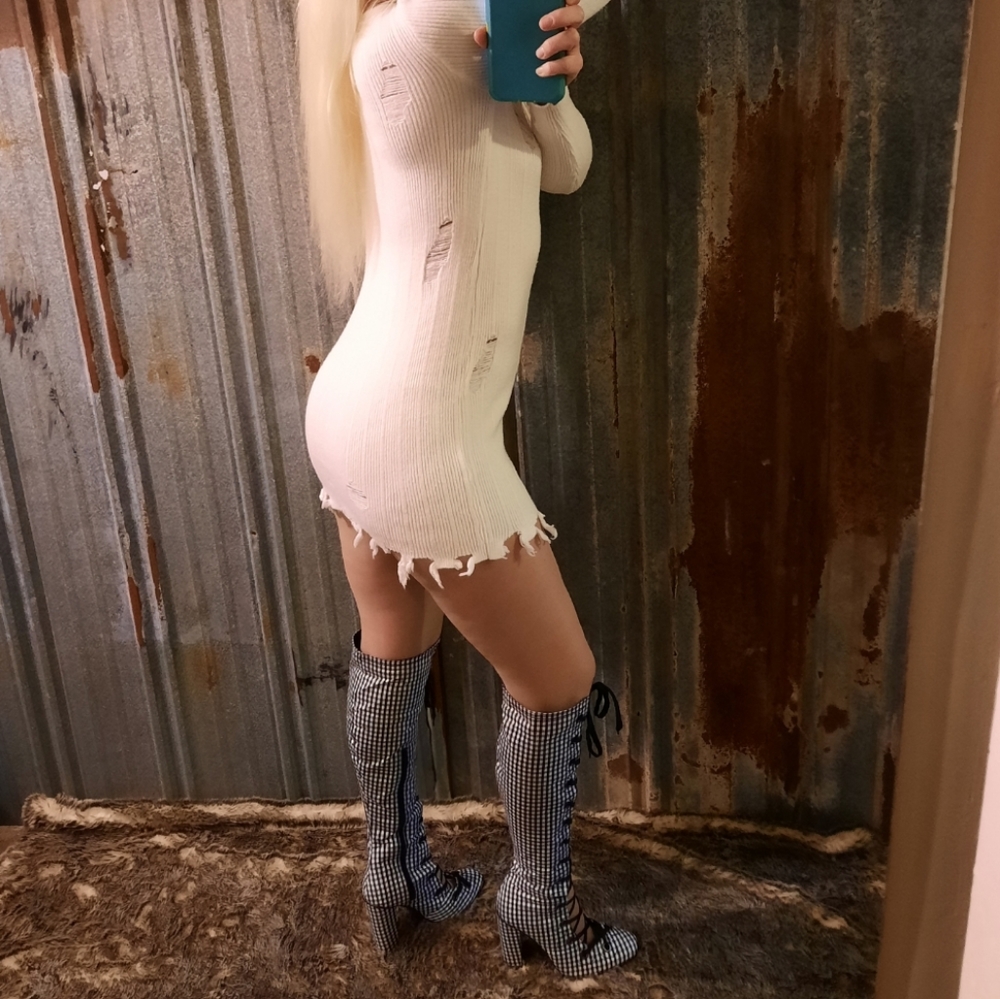 Plaid Lace Up Over the Knee Boots - Picture 10 of 10